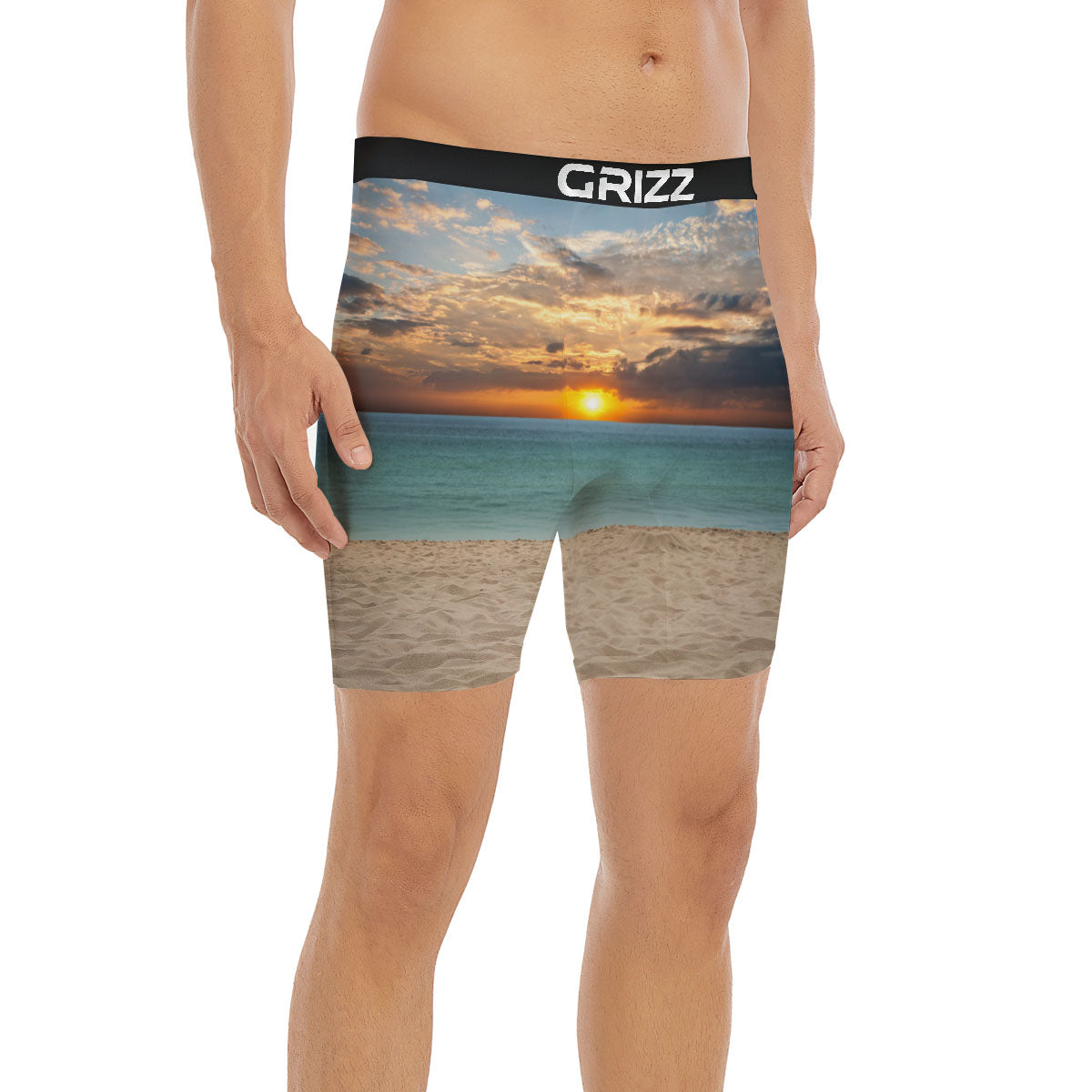 Sand Beach And Sunset Print Boxer Briefs-grizzshop