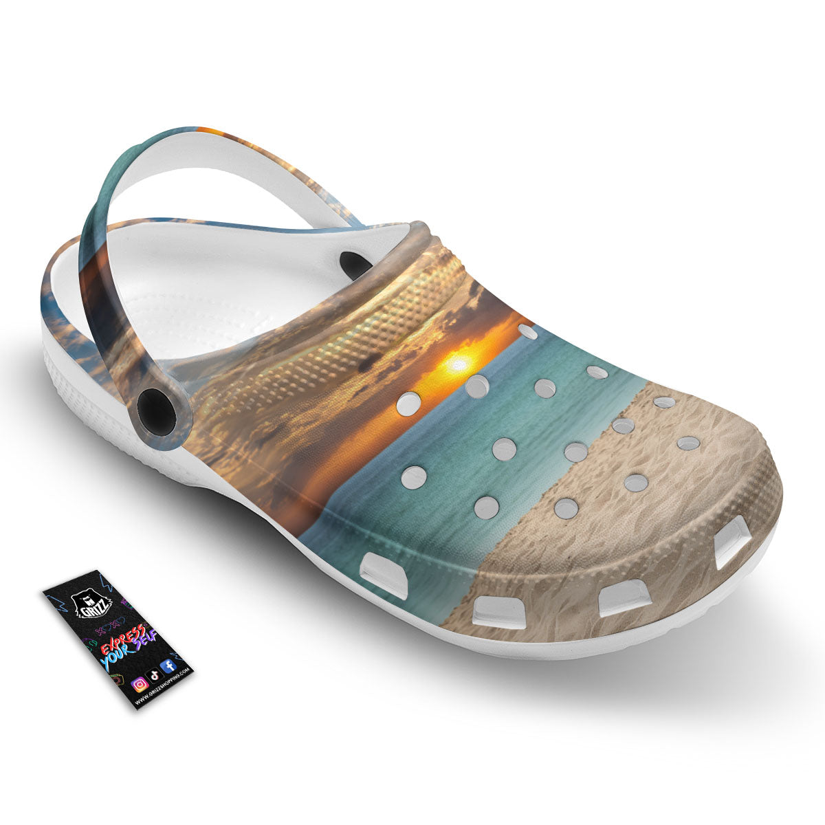 Sand Beach And Sunset Print Clog-grizzshop
