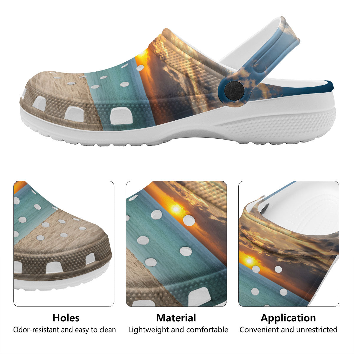 Sand Beach And Sunset Print Clog-grizzshop