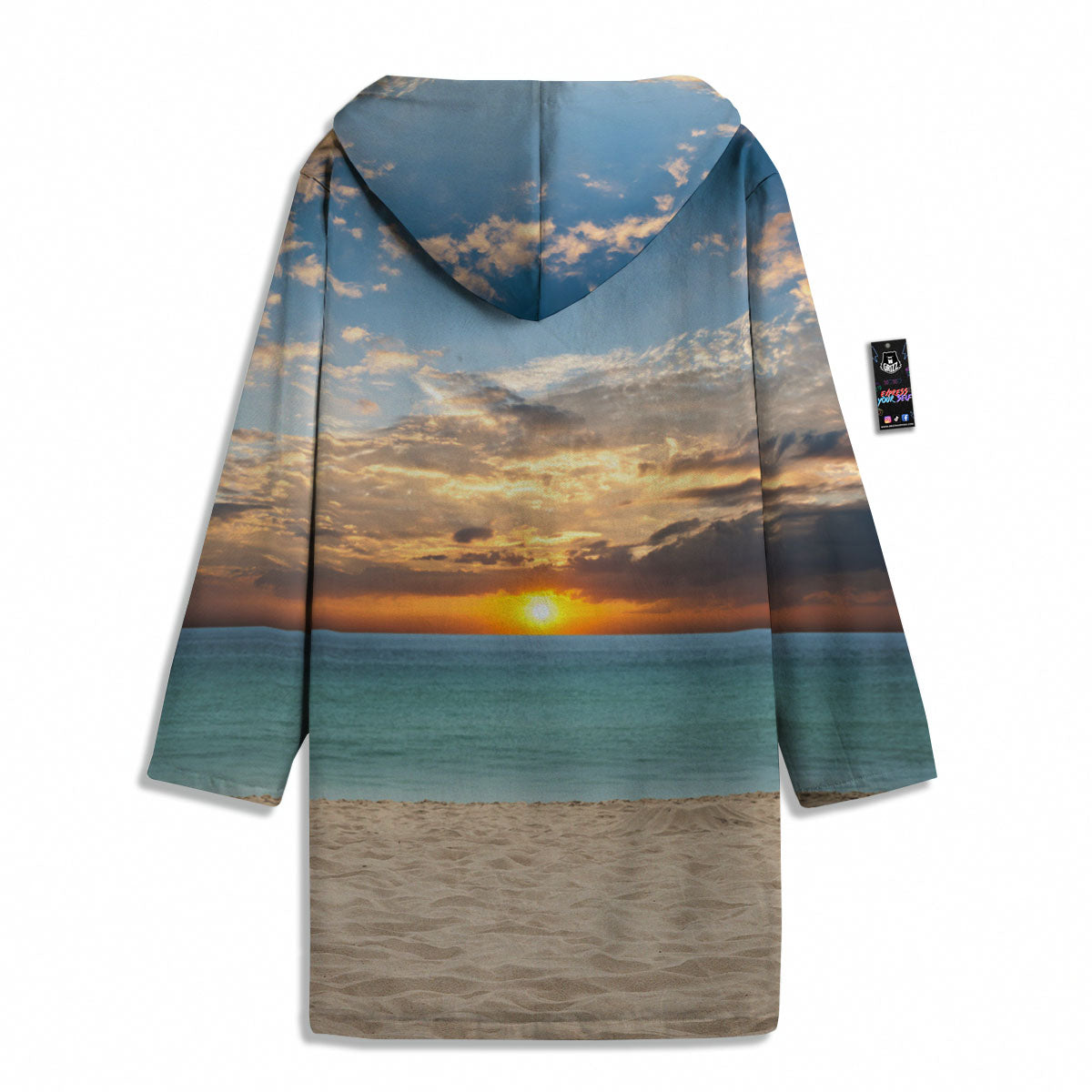 Sand Beach And Sunset Print Men's Windbreaker Jacket-grizzshop