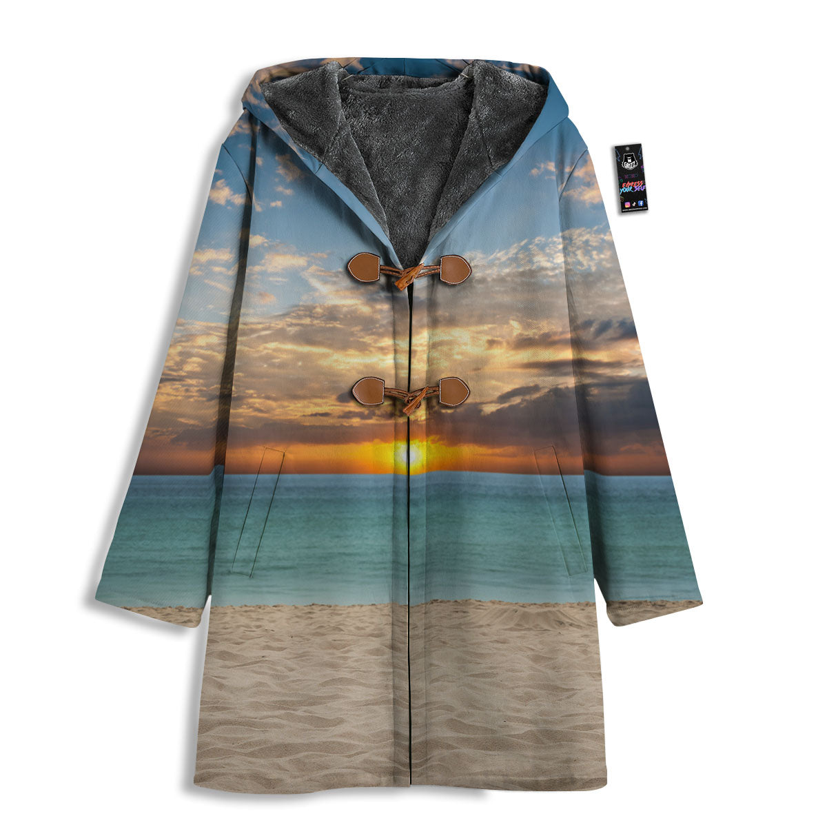 Sand Beach And Sunset Print Men's Windbreaker Jacket-grizzshop