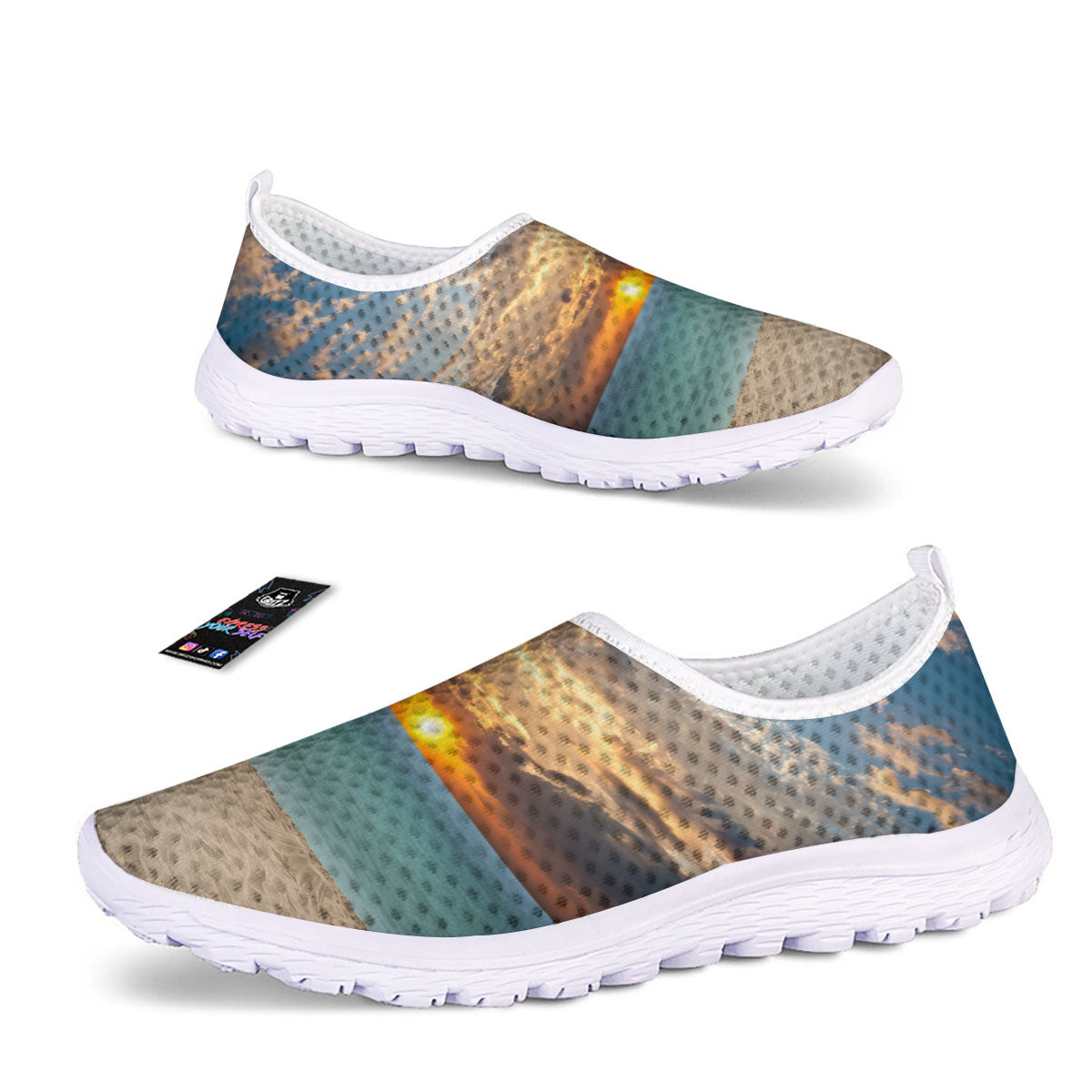 Sand Beach And Sunset Print Nurse Shoes-grizzshop