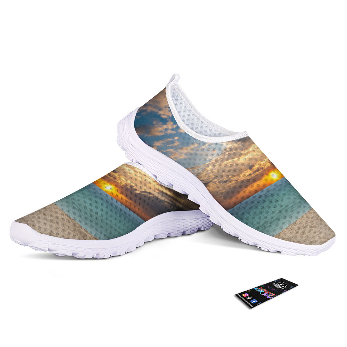 Sand Beach And Sunset Print Nurse Shoes-grizzshop