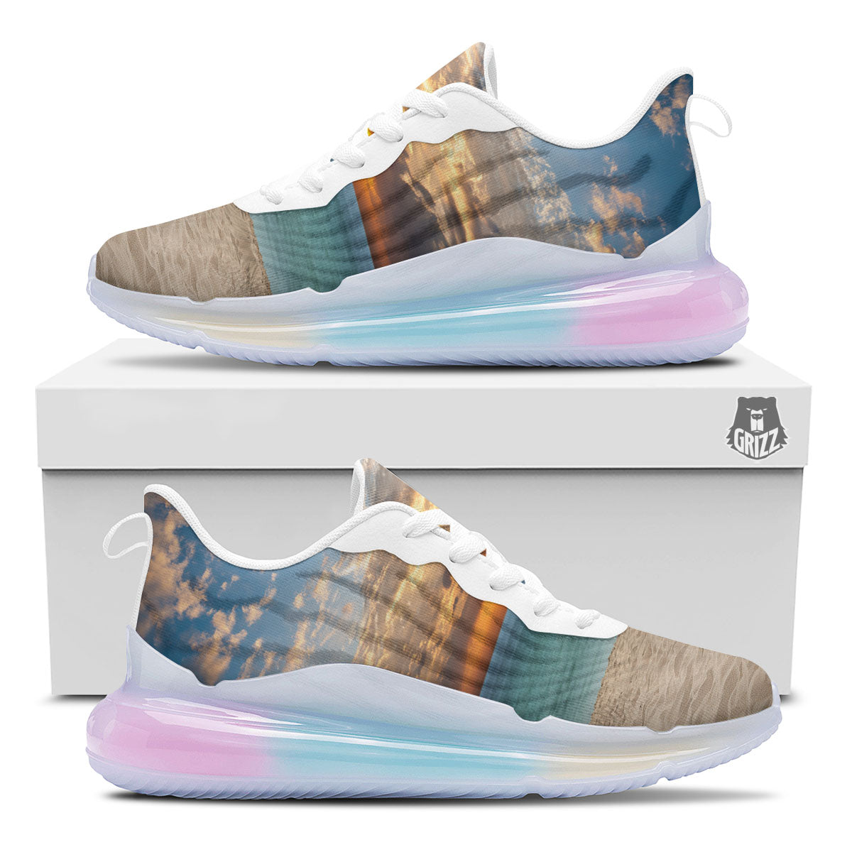 Sand Beach And Sunset Print Running Sneakers-grizzshop