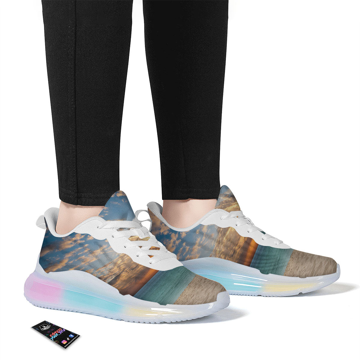 Sand Beach And Sunset Print Running Sneakers-grizzshop
