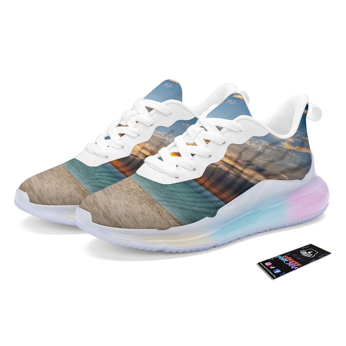 Sand Beach And Sunset Print Running Sneakers-grizzshop