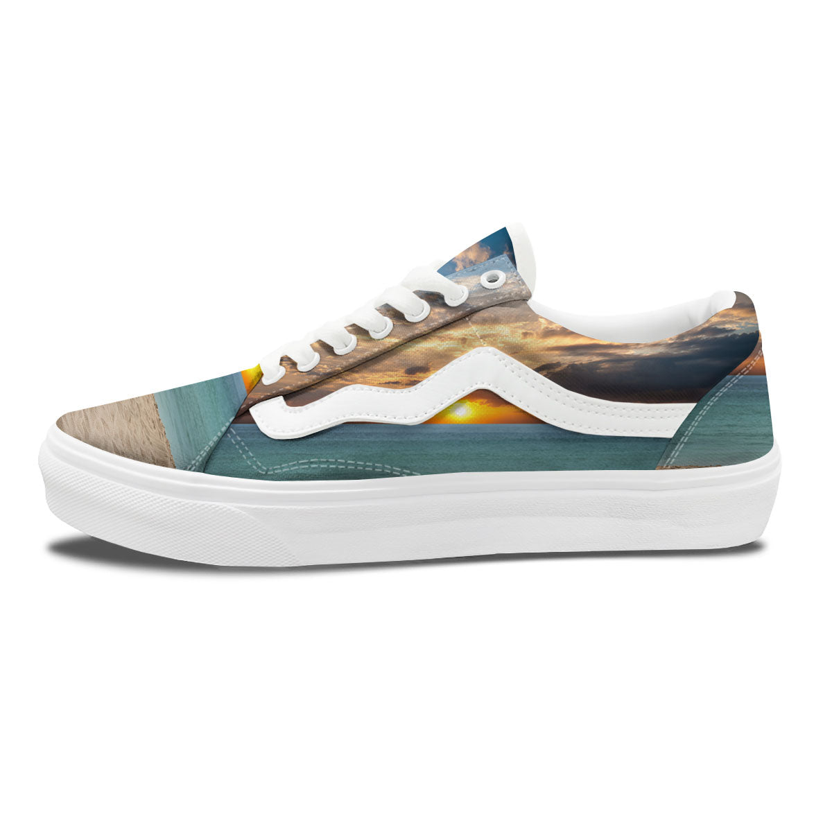 Sand Beach And Sunset Print Skate Shoes-grizzshop