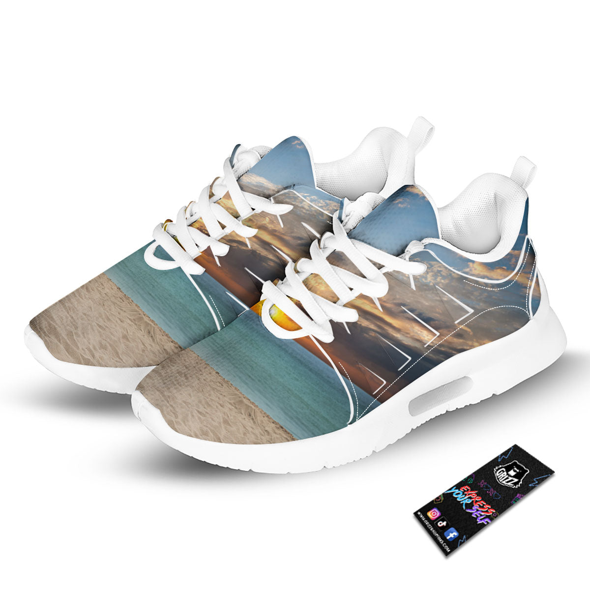 Sand Beach And Sunset Print Tennis Shoes-grizzshop