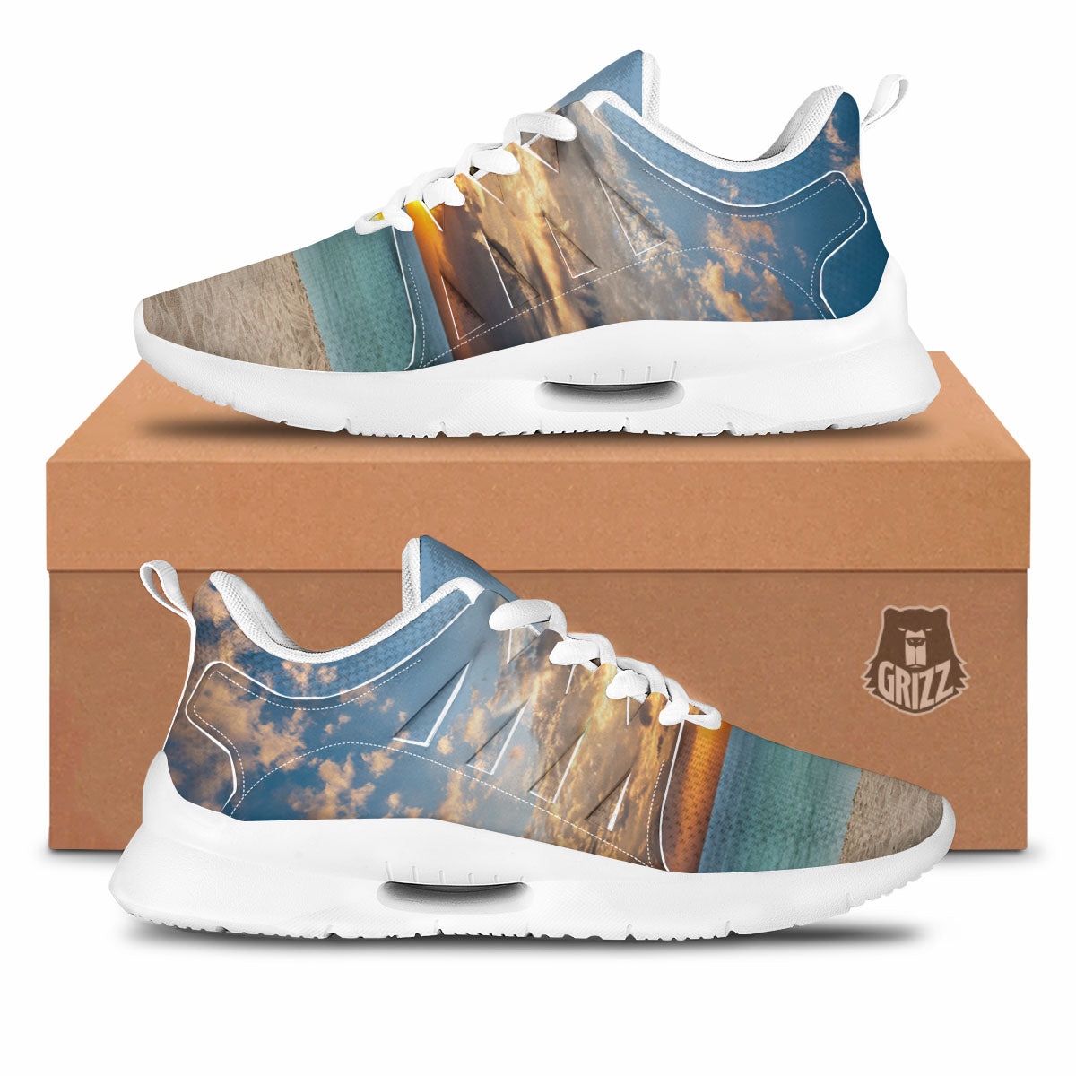 Sand Beach And Sunset Print Tennis Shoes-grizzshop