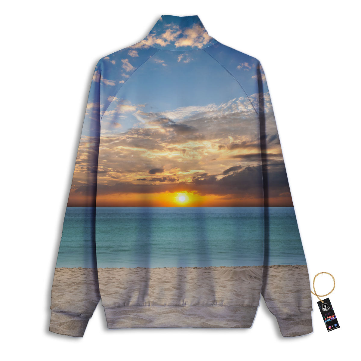 Sand Beach And Sunset Print Track Jacket-grizzshop
