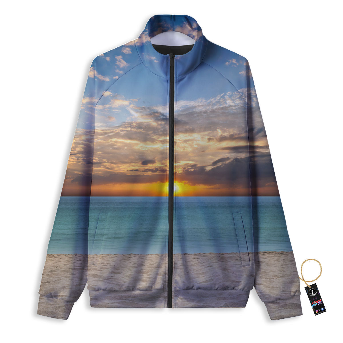 Sand Beach And Sunset Print Track Jacket-grizzshop