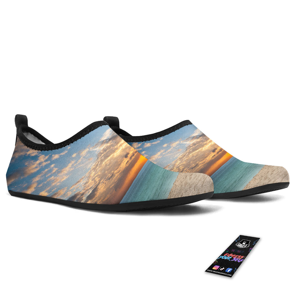 Sand Beach And Sunset Print Water Shoes-grizzshop