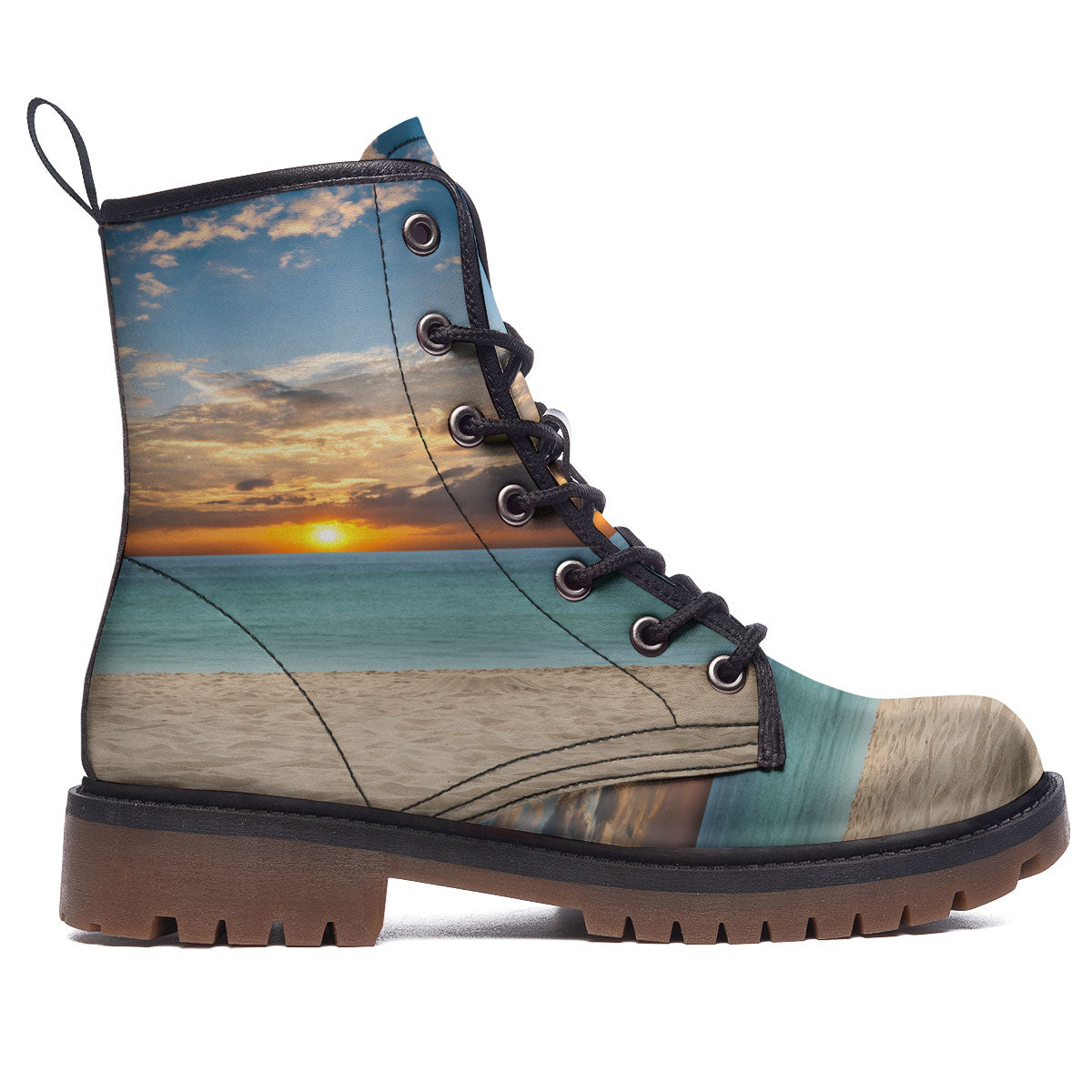 Sand Beach And Sunset Print Work Boots-grizzshop