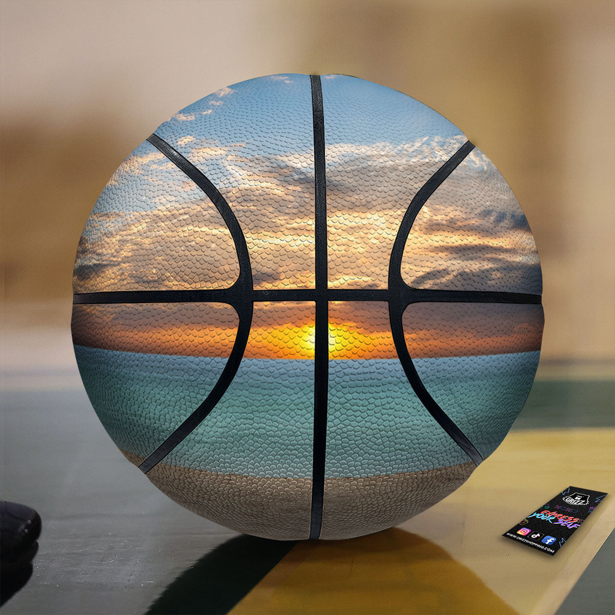 Sand Beach And Sunset Print Basketball