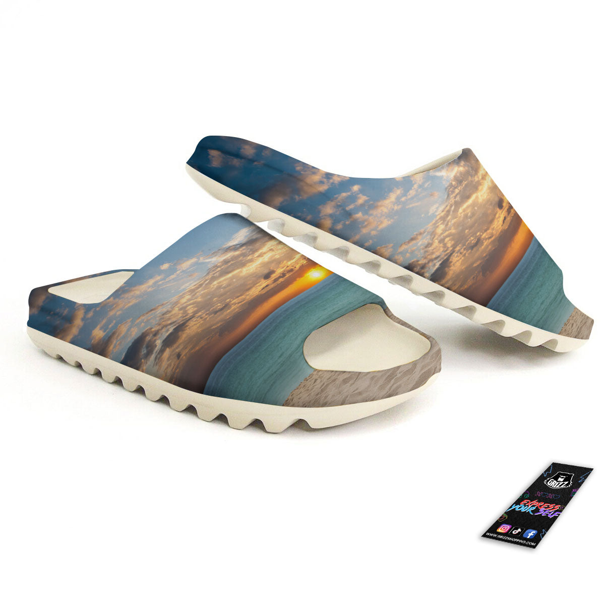 Sand Beach And Sunset Print Sandals-grizzshop