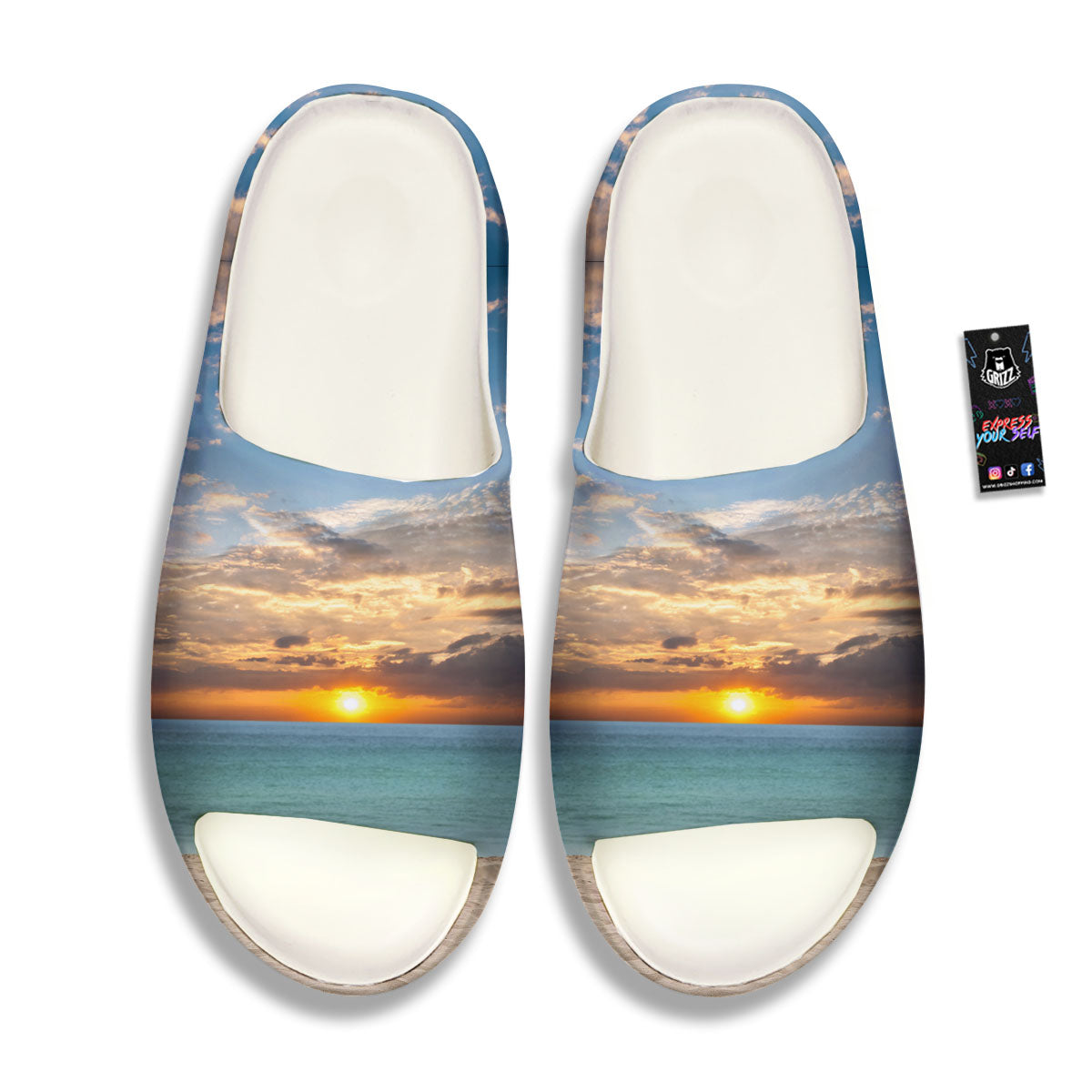 Sand Beach And Sunset Print Sandals-grizzshop