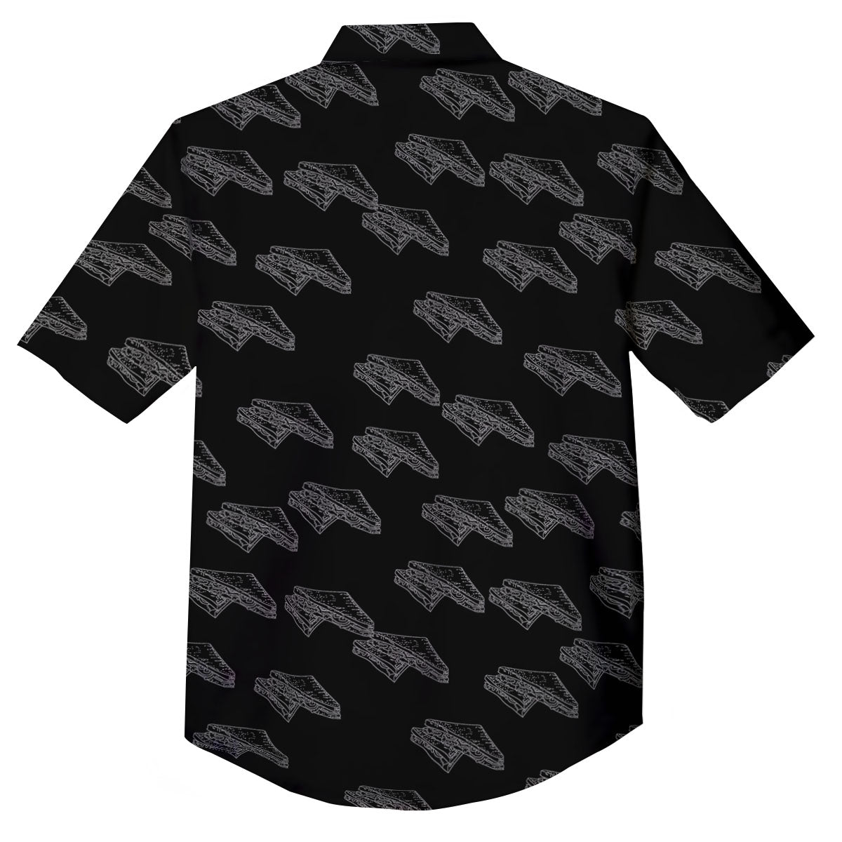 Sandwich Black Doodle Print Pattern Button Up Shirt-grizzshop