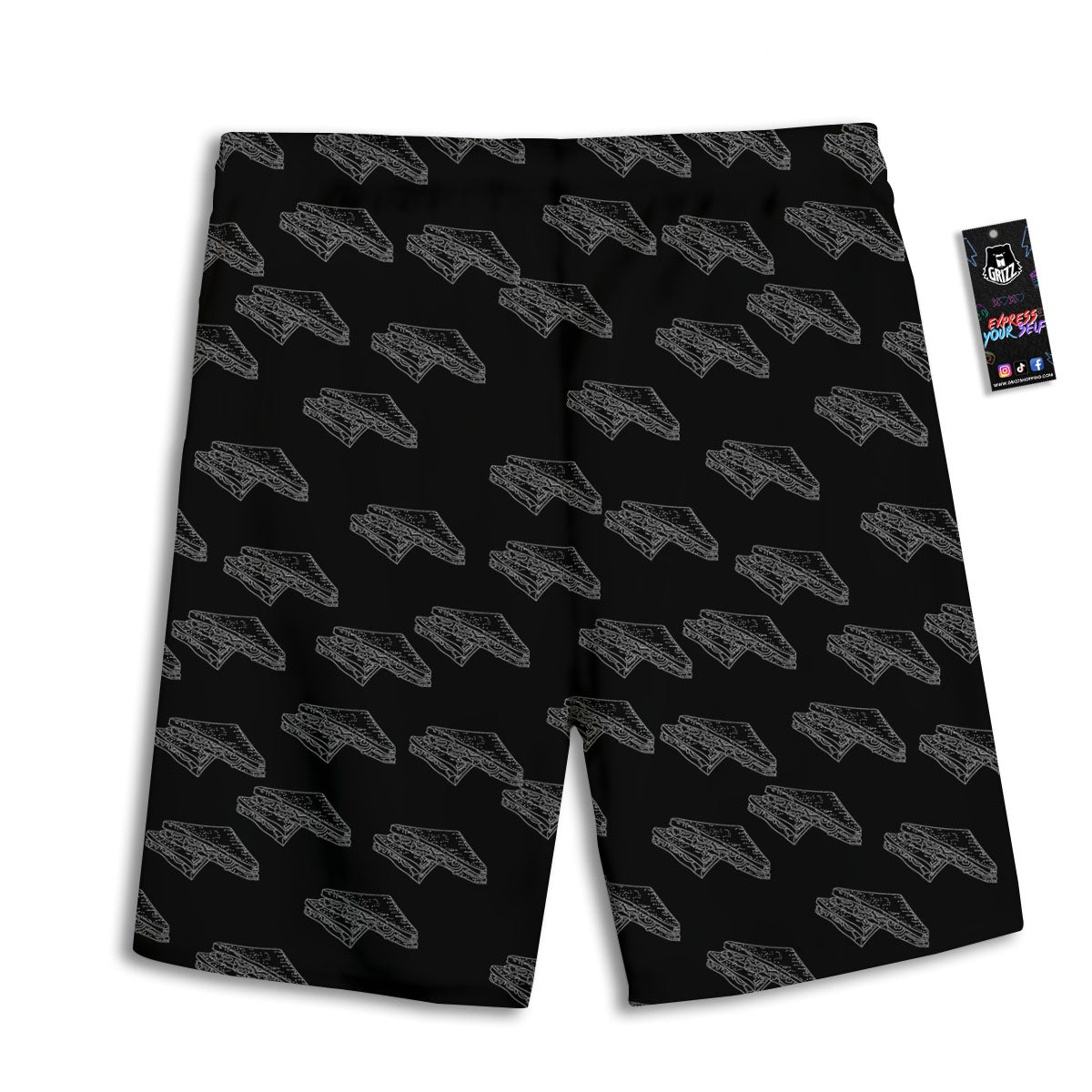 Sandwich Black Doodle Print Pattern Men's Athletic Shorts