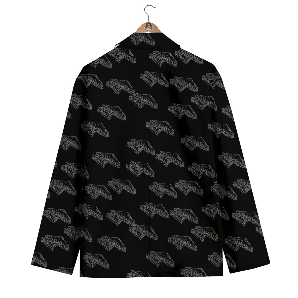 Sandwich Black Doodle Print Pattern Men's Blazer-grizzshop