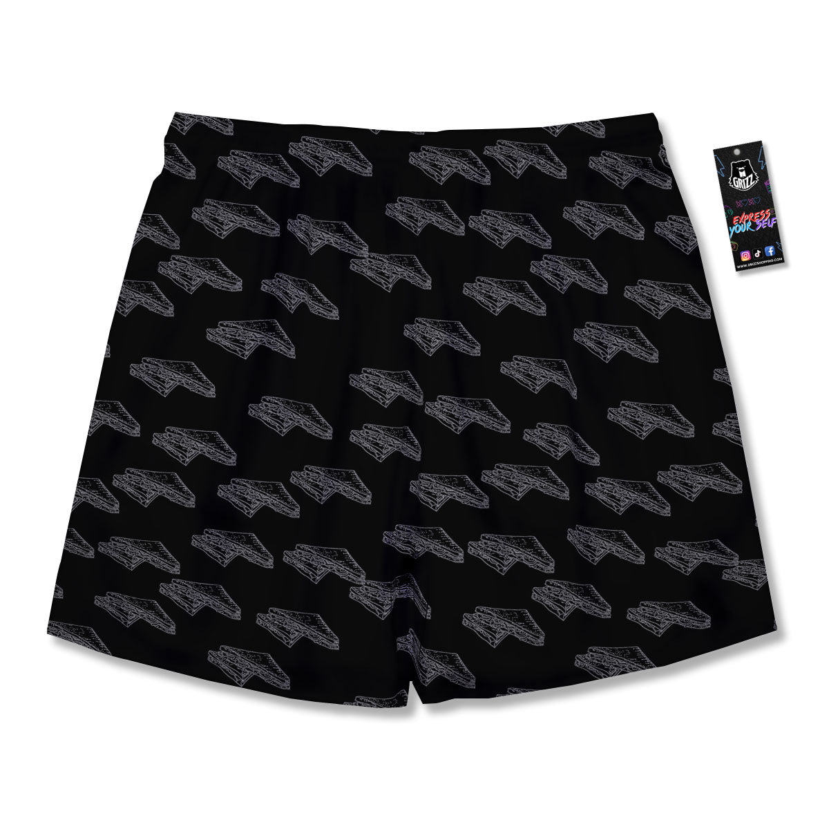 Sandwich Black Doodle Print Pattern Men's Running Shorts-grizzshop