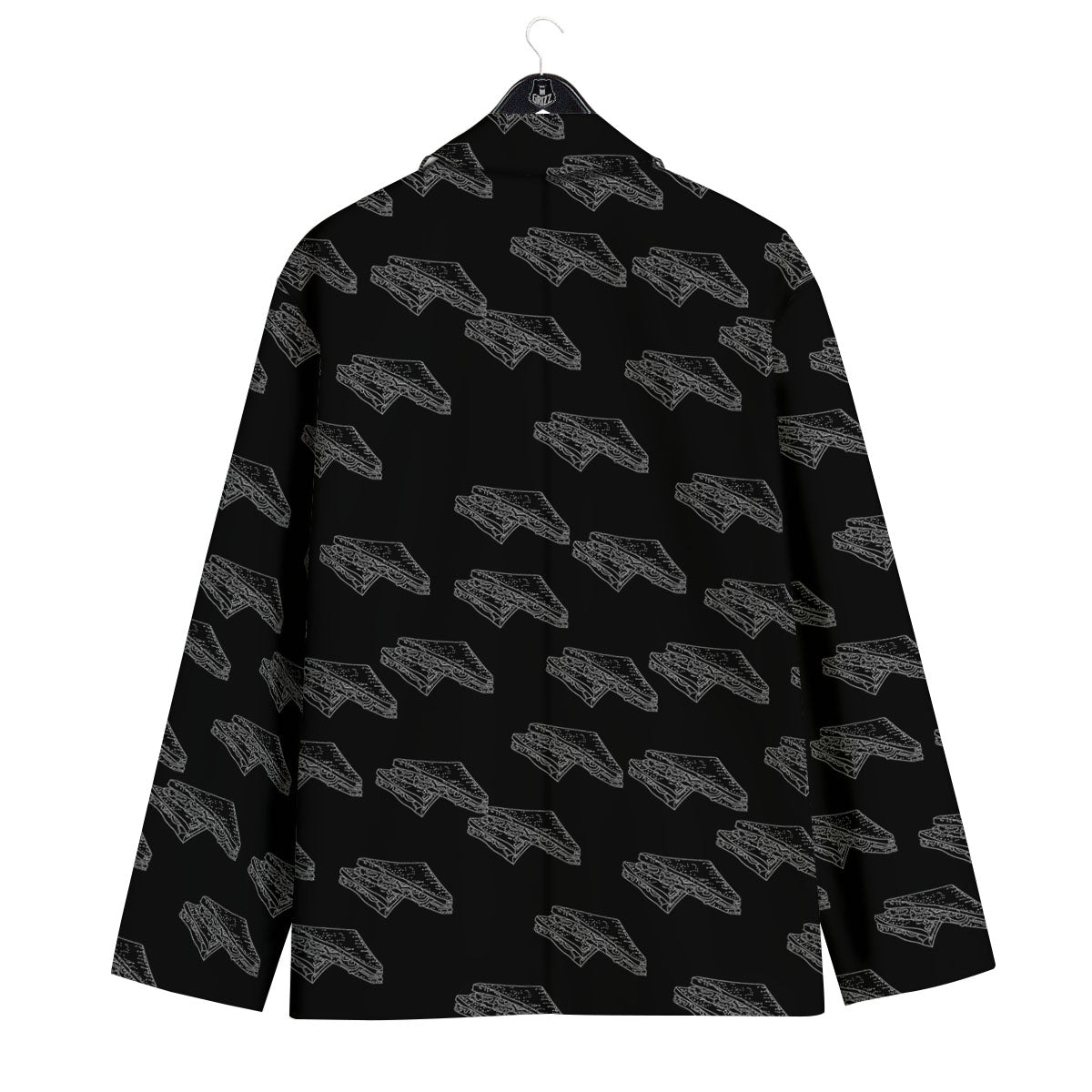 Sandwich Black Doodle Print Pattern Men's Sport Coat-grizzshop