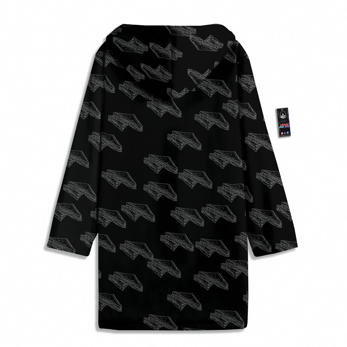 Sandwich Black Doodle Print Pattern Men's Windbreaker Jacket-grizzshop