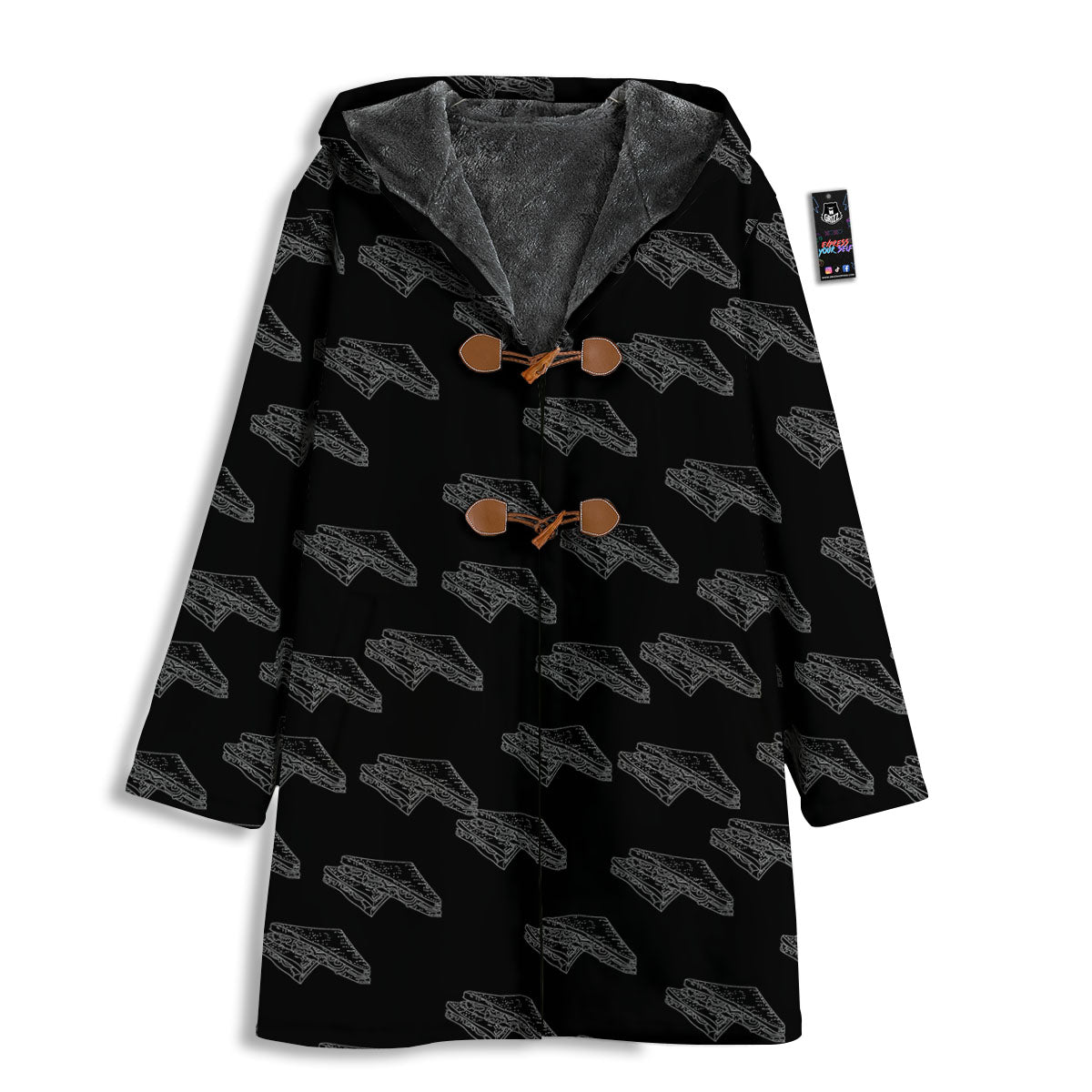 Sandwich Black Doodle Print Pattern Men's Windbreaker Jacket-grizzshop
