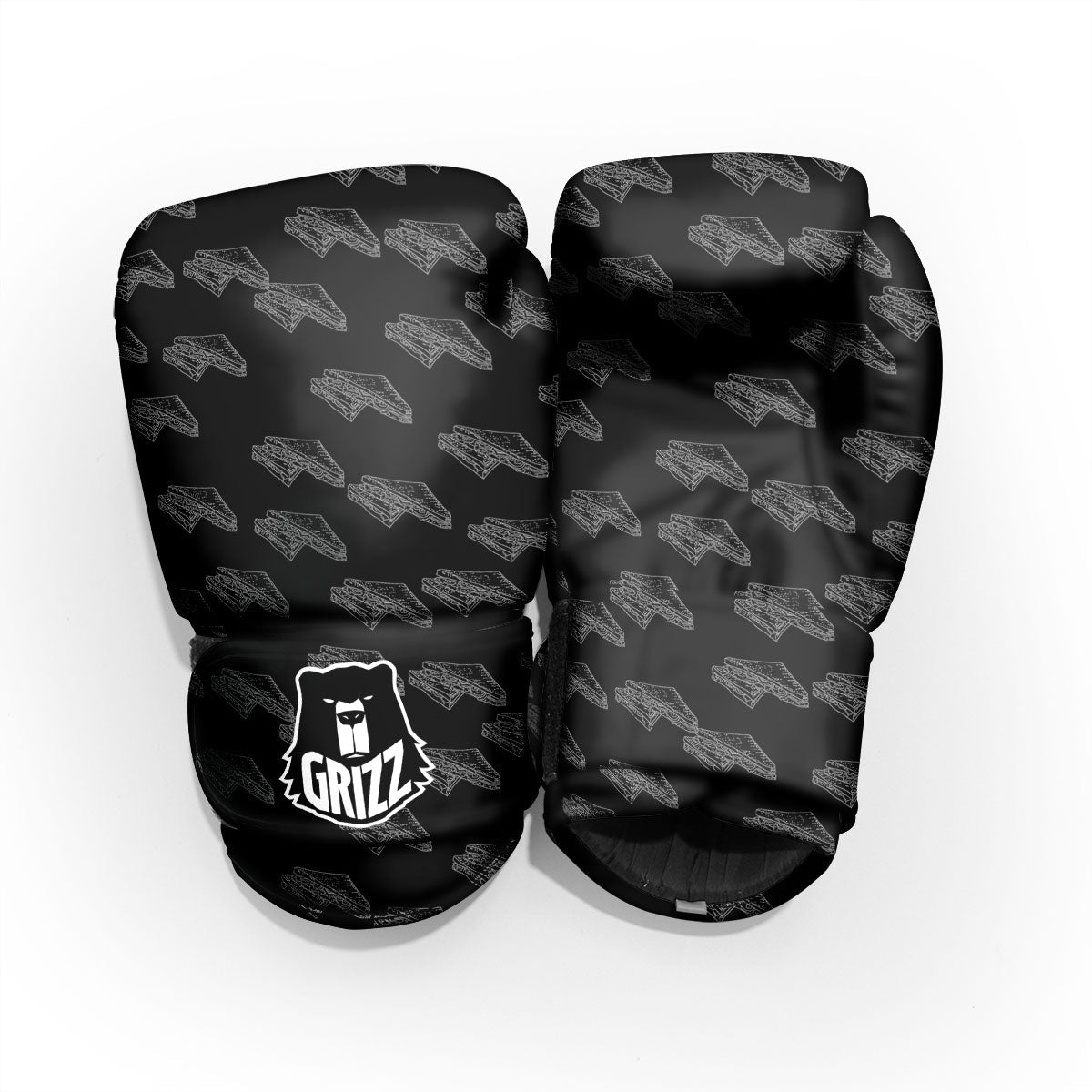 Sandwich Black Doodle Print Pattern Pro Boxing Glove