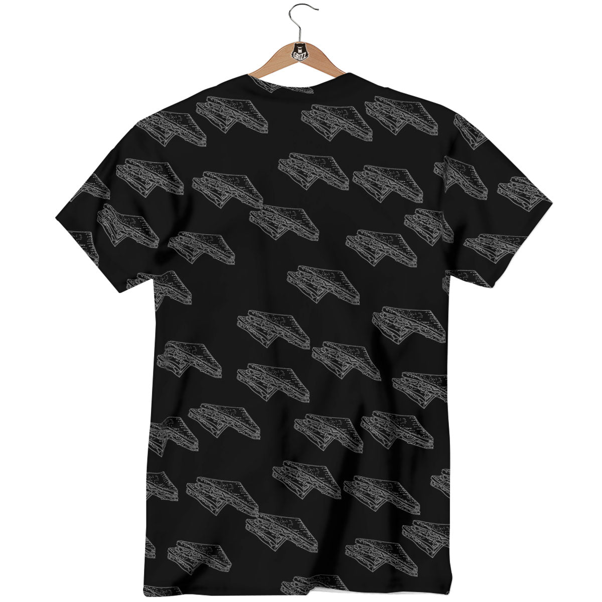 Sandwich Black Doodle Print Pattern T-Shirt-grizzshop