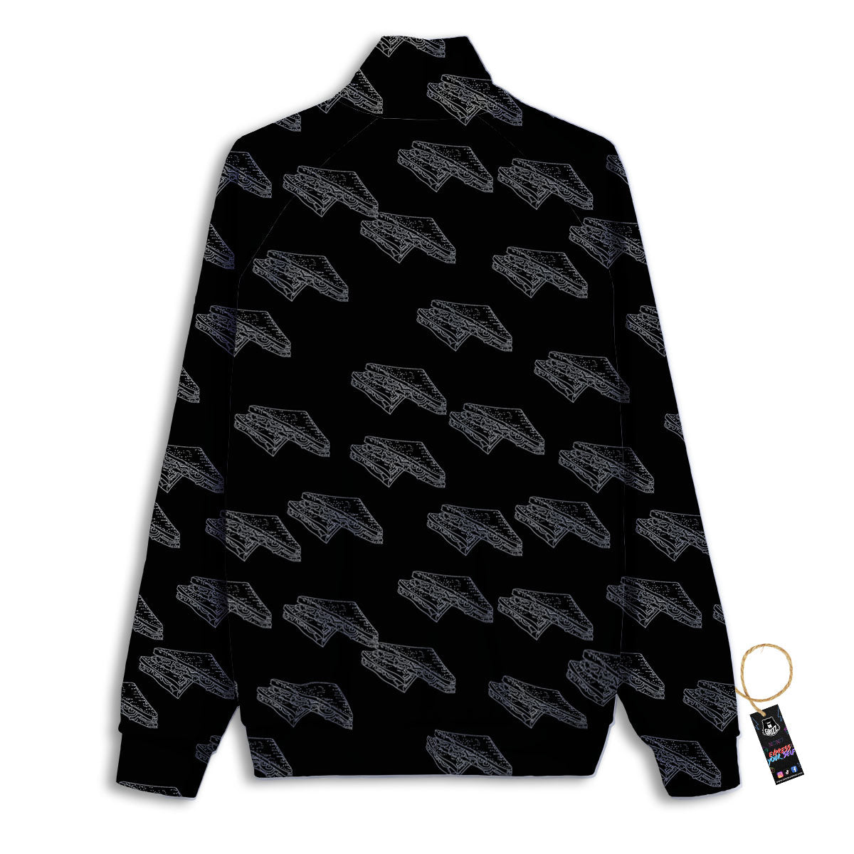 Sandwich Black Doodle Print Pattern Track Jacket-grizzshop