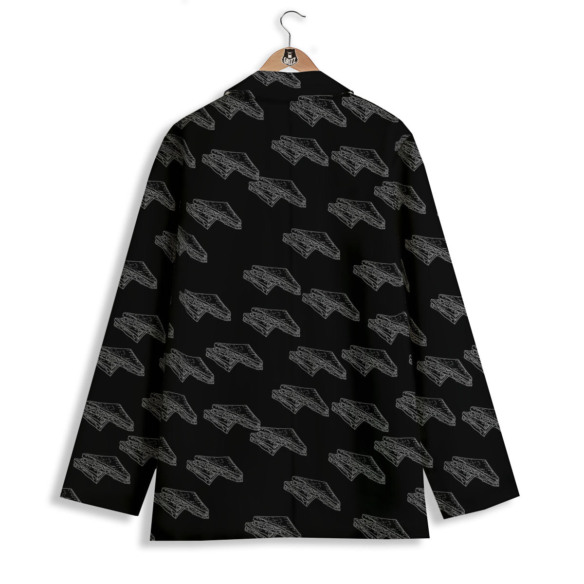 Sandwich Black Doodle Print Pattern Women's Blazer-grizzshop