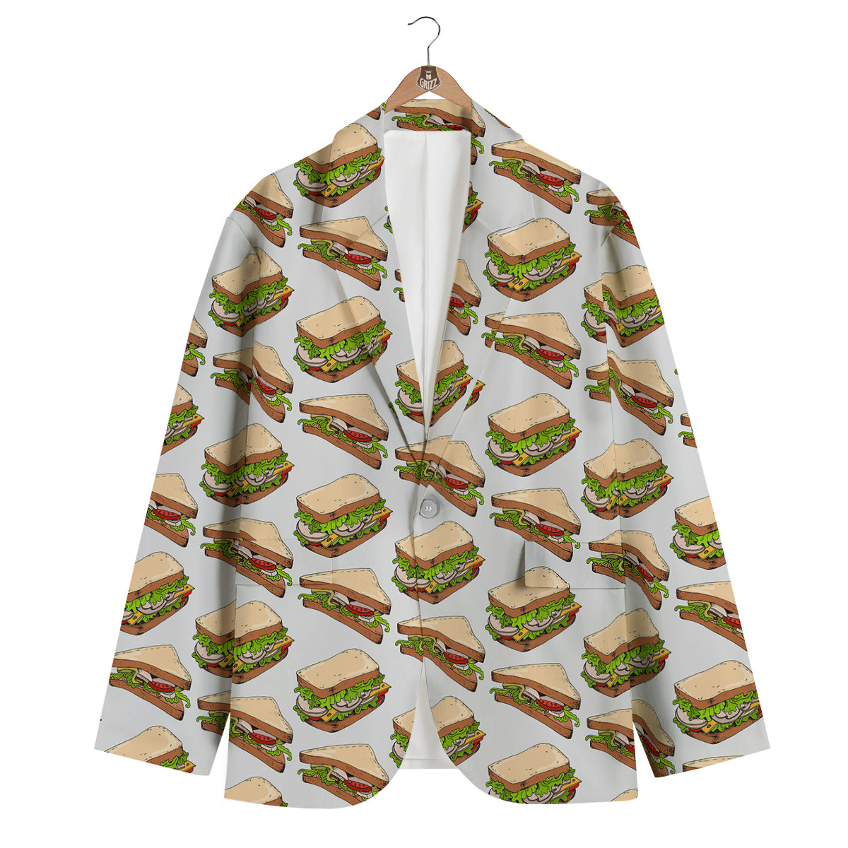 Sandwich Fast Food Print Pattern Men's Blazer-grizzshop