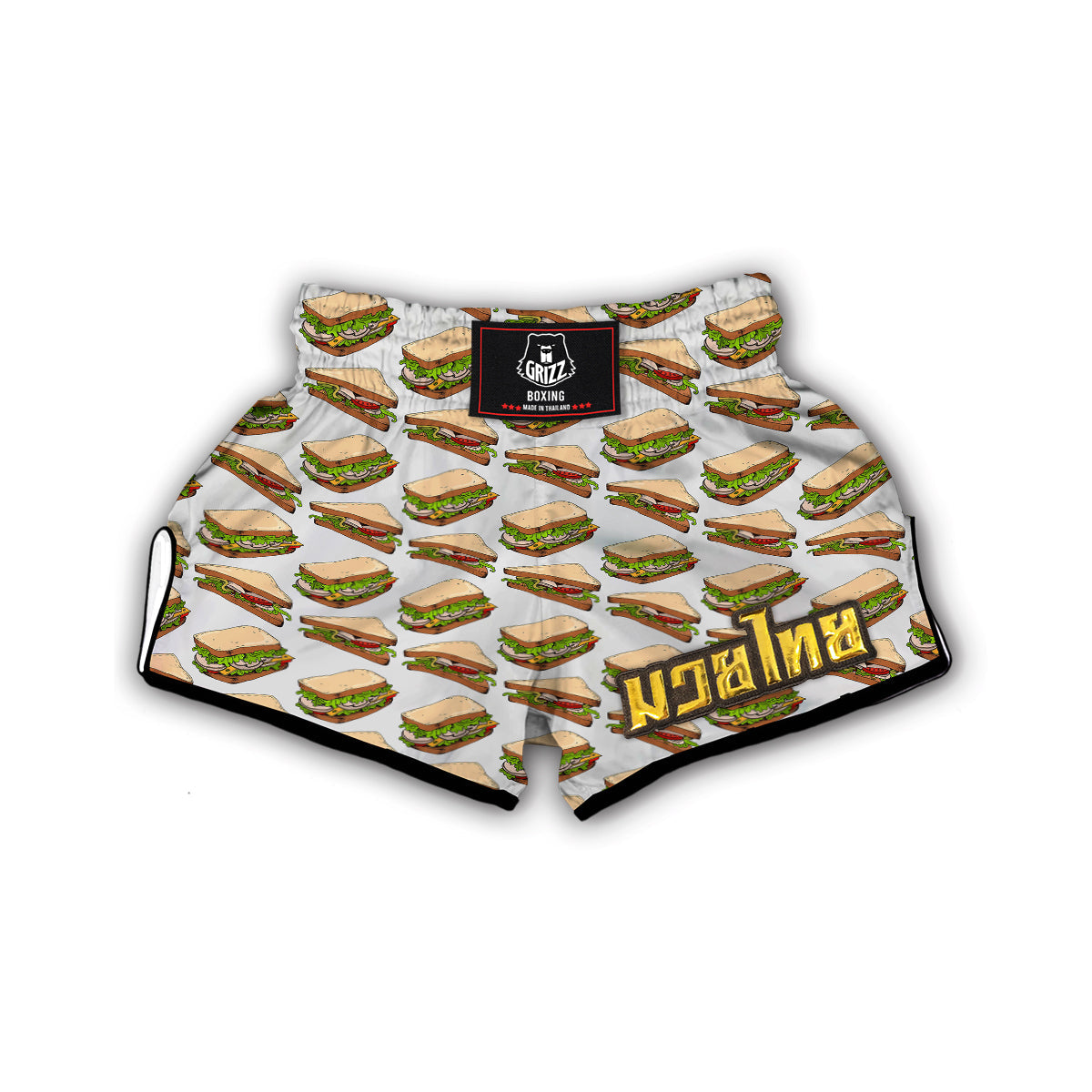 Sandwich Fast Food Print Pattern Muay Thai Boxing Shorts-grizzshop