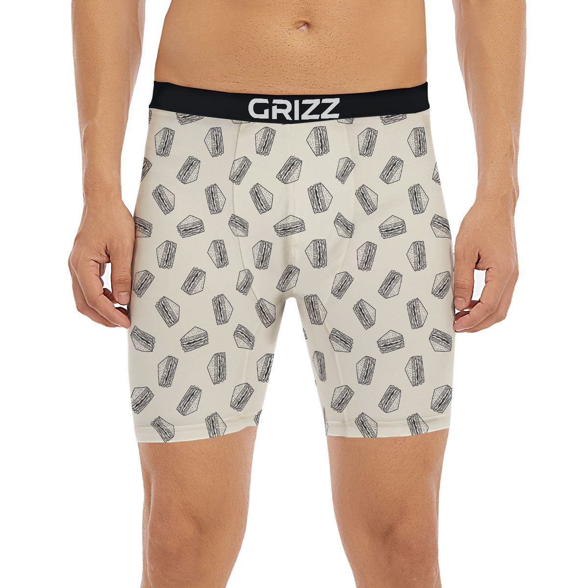 Sandwich Grey Doodle Print Pattern Boxer Briefs-grizzshop