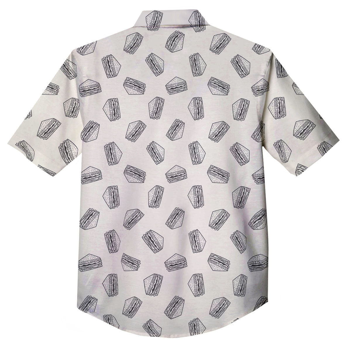 Sandwich Grey Doodle Print Pattern Button Up Shirt-grizzshop