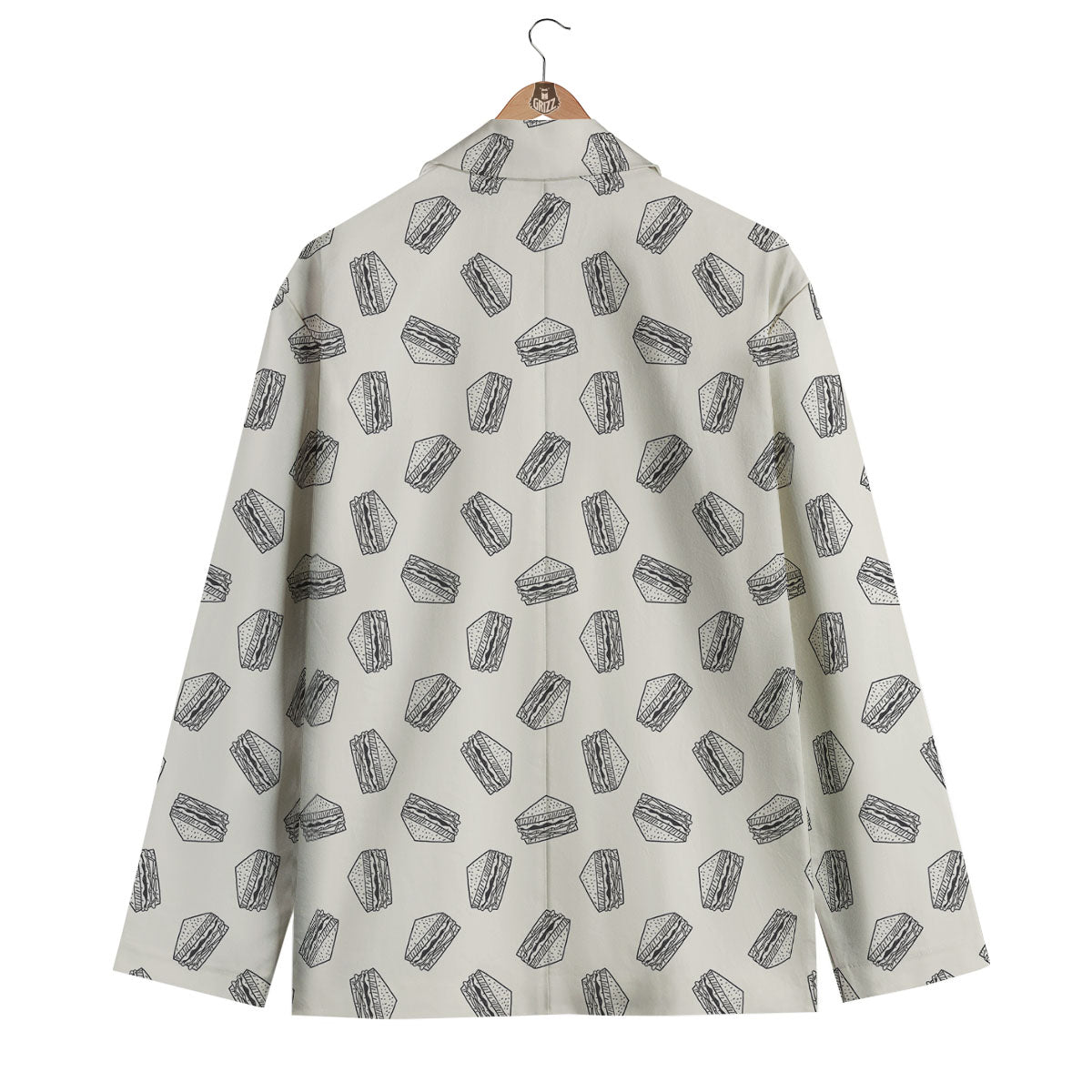 Sandwich Grey Doodle Print Pattern Men's Blazer-grizzshop
