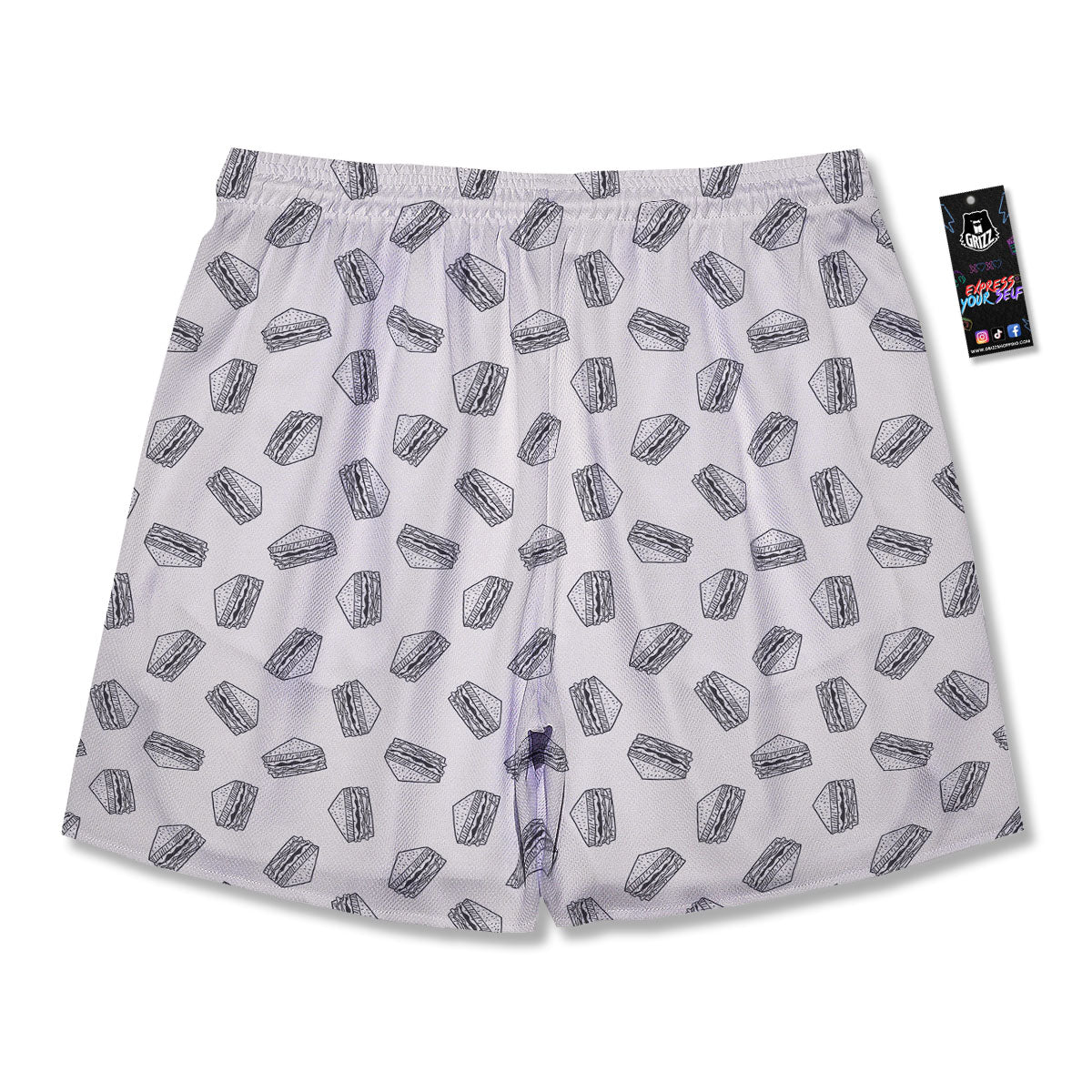 Sandwich Grey Doodle Print Pattern Men's Running Shorts-grizzshop