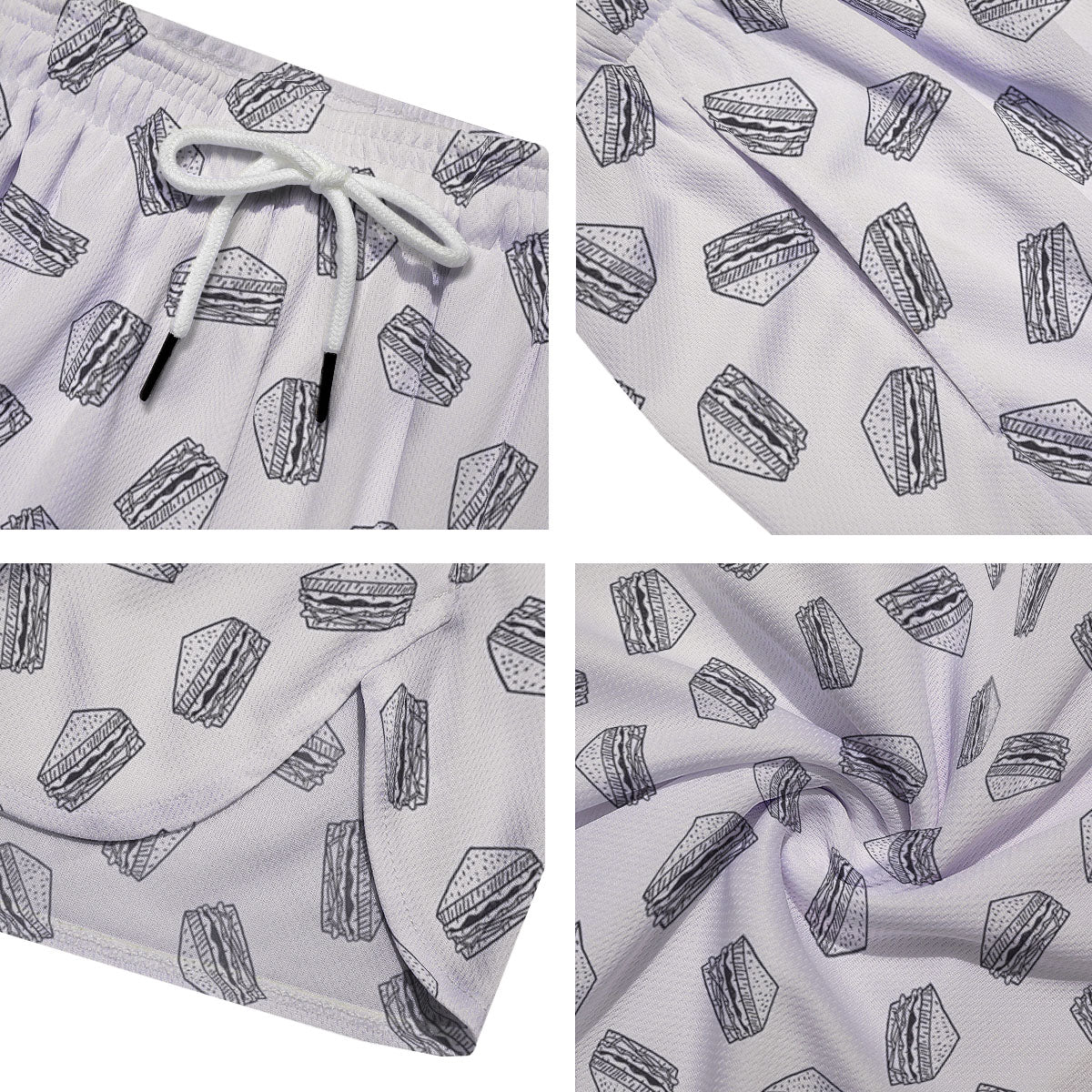 Sandwich Grey Doodle Print Pattern Men's Running Shorts-grizzshop