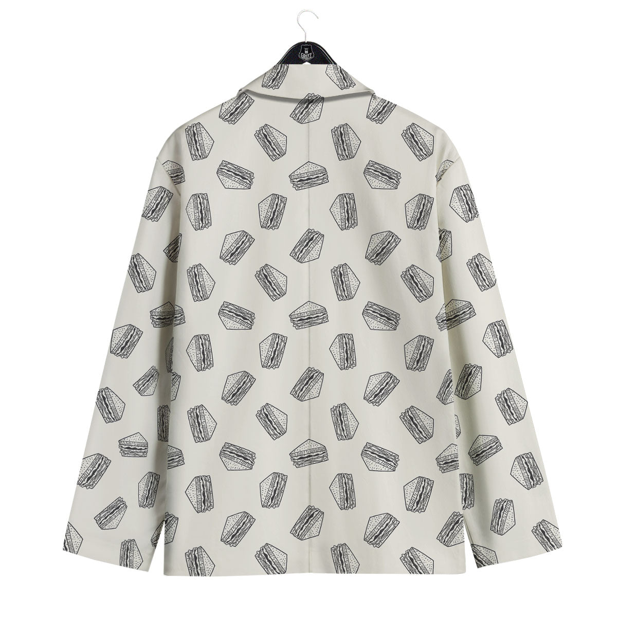 Sandwich Grey Doodle Print Pattern Men's Sport Coat-grizzshop