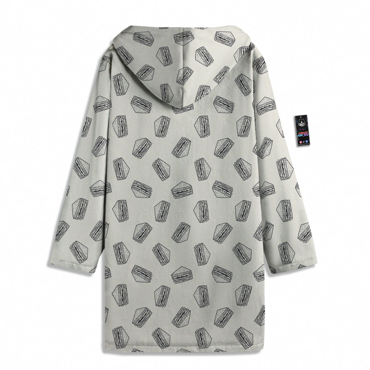 Sandwich Grey Doodle Print Pattern Men's Windbreaker Jacket-grizzshop