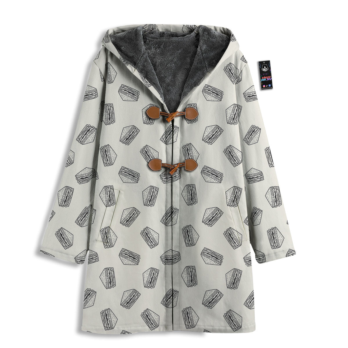 Sandwich Grey Doodle Print Pattern Men's Windbreaker Jacket-grizzshop