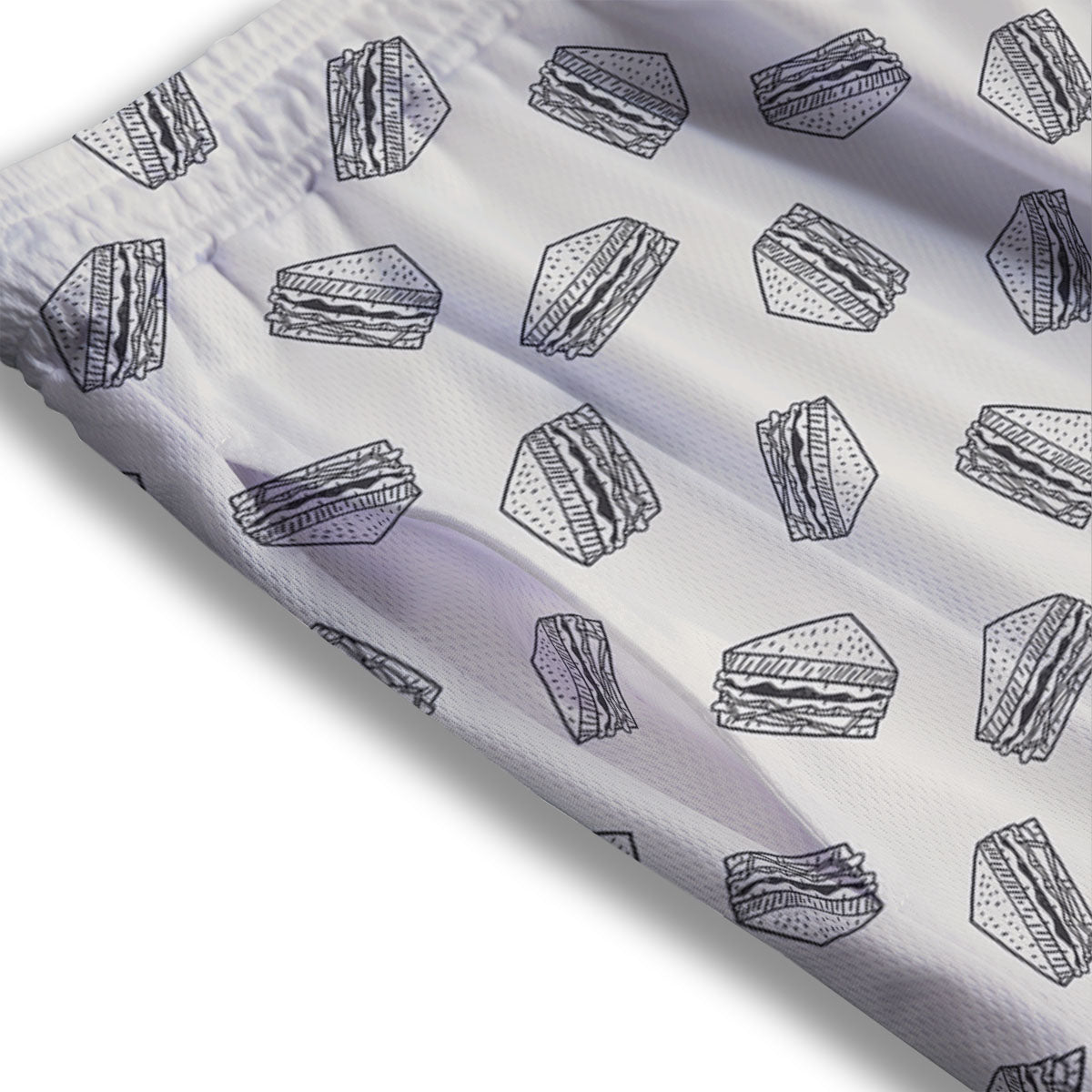 Sandwich Grey Doodle Print Pattern Mesh Shorts
