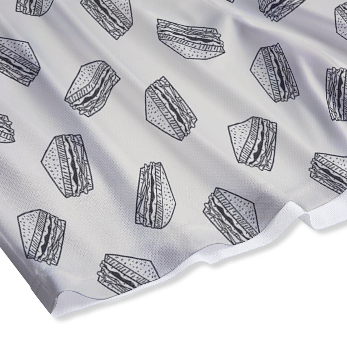 Sandwich Grey Doodle Print Pattern Mesh Shorts