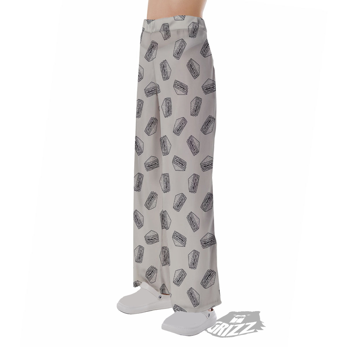 Sandwich Grey Doodle Print Pattern Pajama Pants-grizzshop
