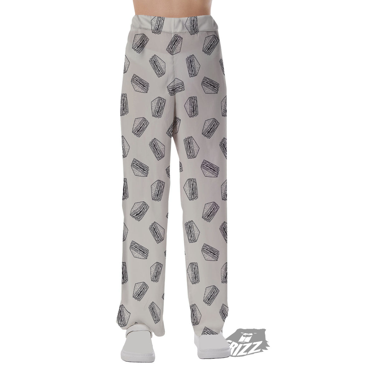 Sandwich Grey Doodle Print Pattern Pajama Pants-grizzshop