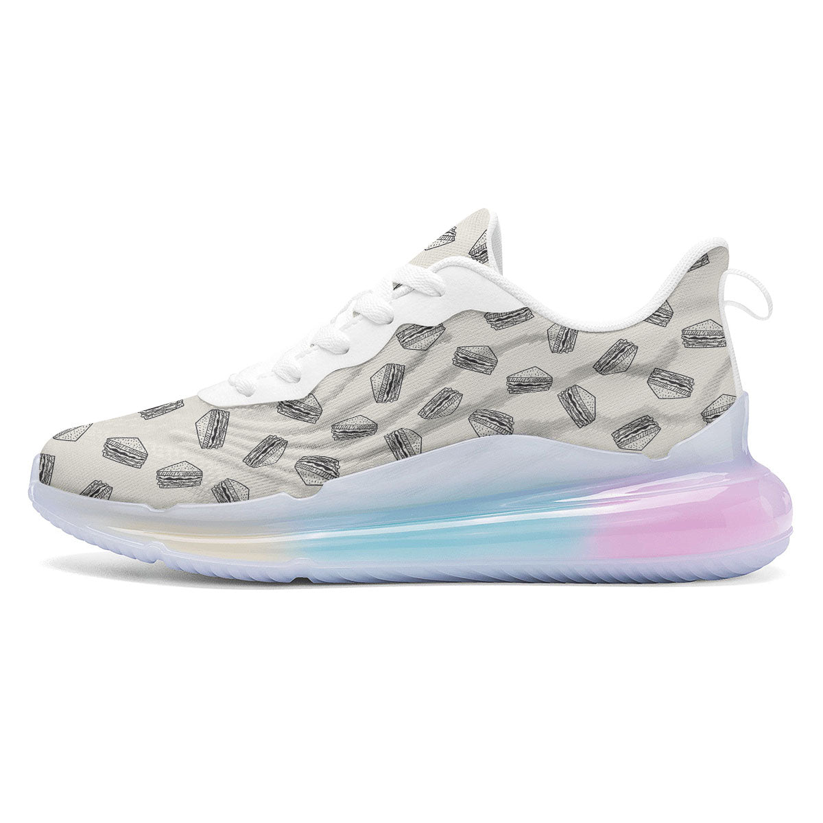 Sandwich Grey Doodle Print Pattern Running Sneakers-grizzshop