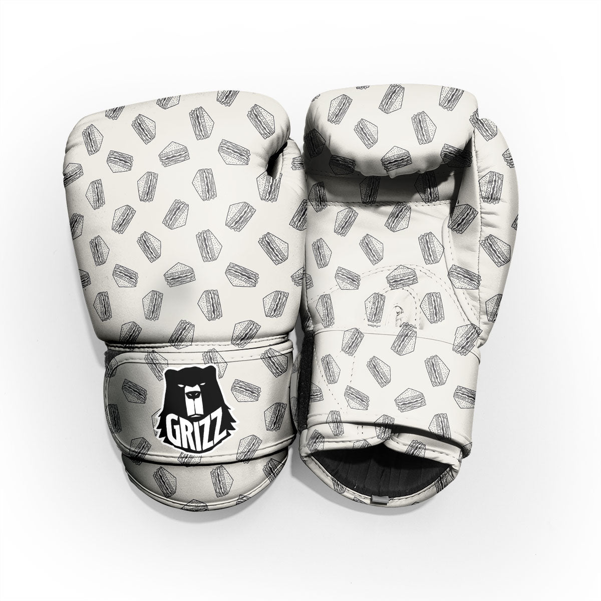 Sandwich Grey Doodle Print Pattern Pro Boxing Glove