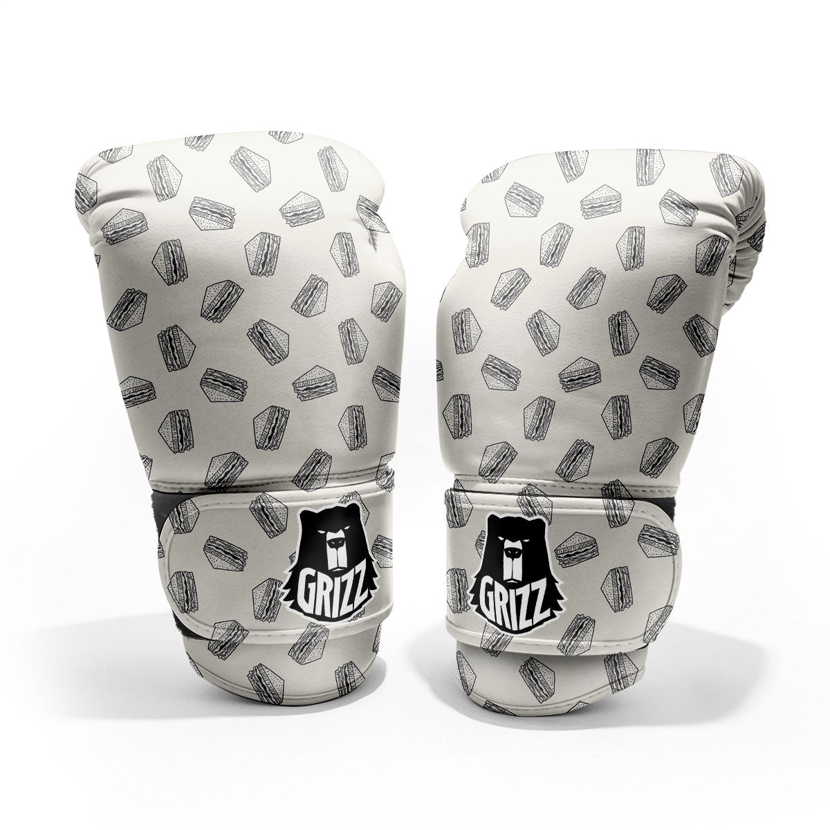 Sandwich Grey Doodle Print Pattern Pro Boxing Glove