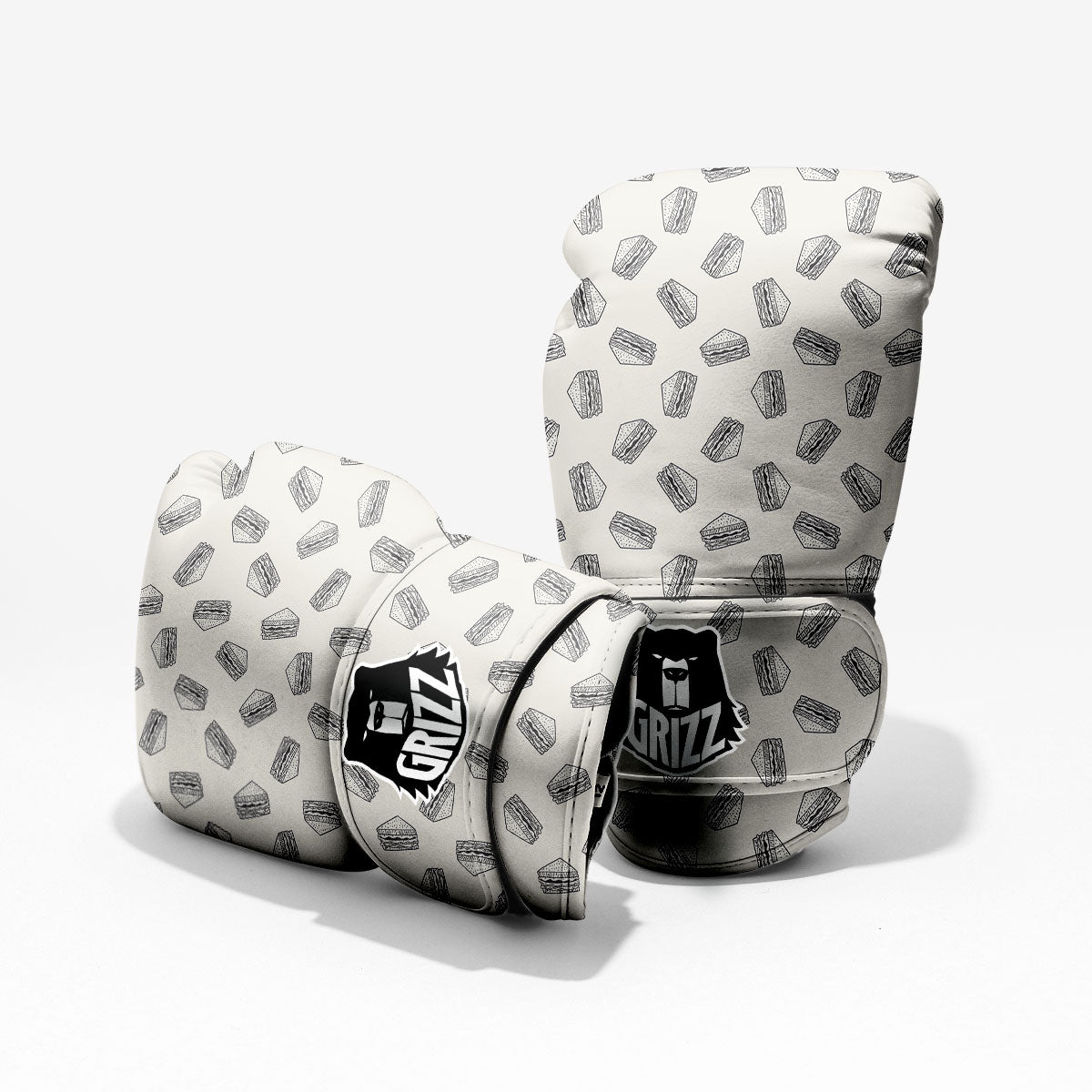 Sandwich Grey Doodle Print Pattern Pro Boxing Glove