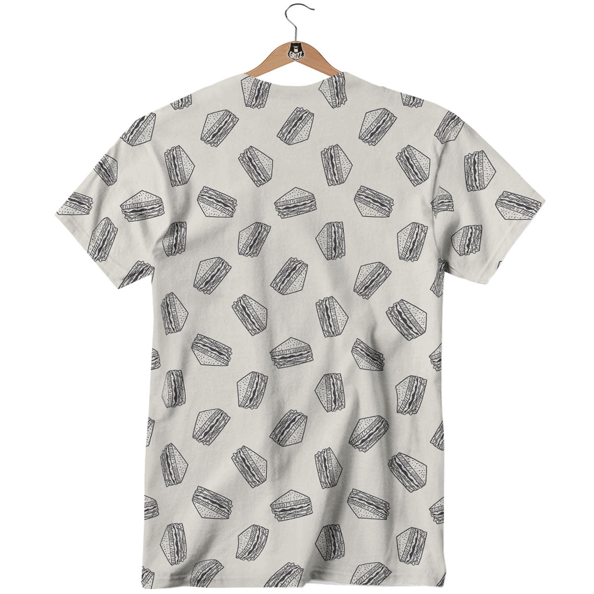 Sandwich Grey Doodle Print Pattern T-Shirt-grizzshop